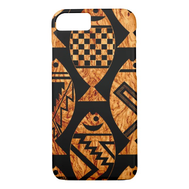 Wood Grain Fish Case-Mate iPhone Case (Back)