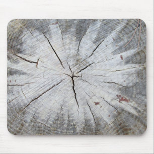 Wood Grain Grey Pine Tree Stump Photo Art 1 Mouse Mat