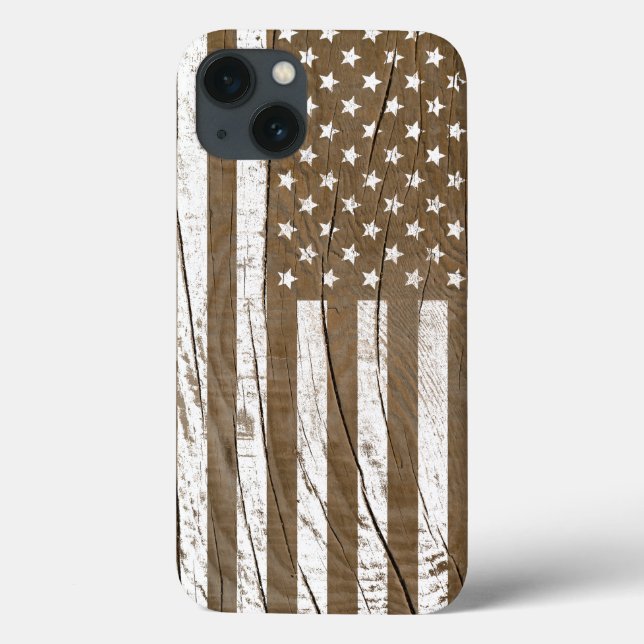 Wood Grain Grunge American Flag Case-Mate iPhone Case (Back)