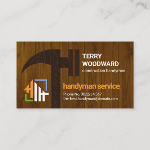 Wood Grain Hammer Timber Panel Builder Handyman Business Card