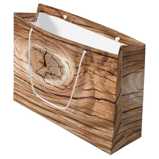 Wood Grain Knothole Large Gift Bag (Front Angled)