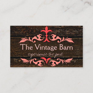 Wood Grain Look - Vintage Peach Scrolls Business Card