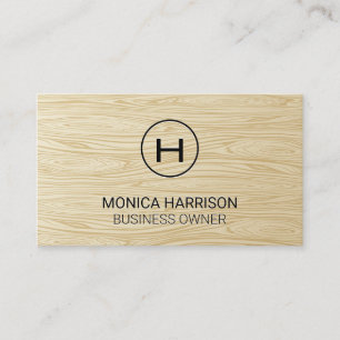 Wood Grain   Monogram Business Card