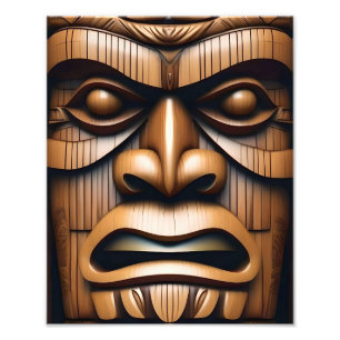 Wood Grain New Zealand Tiki, Photo Print