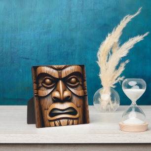 Wood Grain New Zealand Tiki, Plaque