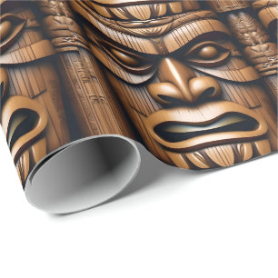 Wood Grain New Zealand Tiki,  Wrapping Paper