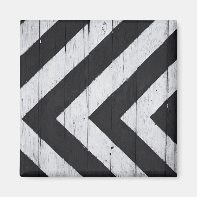 Wood Grain Painted Black and White Magnet (Front)
