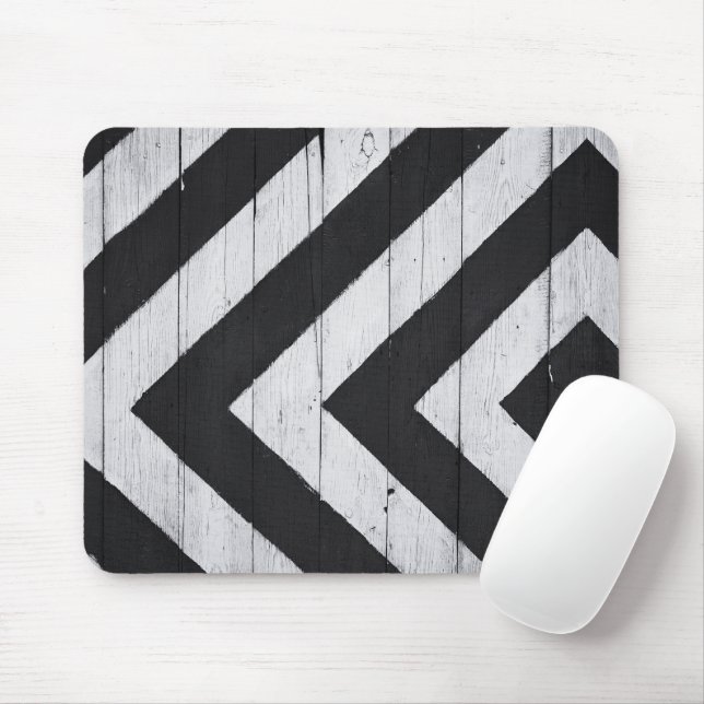 Wood Grain Painted Black and White Mouse Mat (With Mouse)