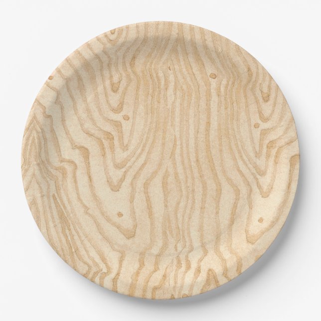 Wood Grain Paper Plate (Front)