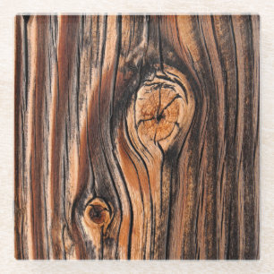 Wood Grain Pattern Glass Coaster