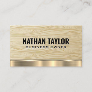 Wood Grain Pattern   Gold Metal Trim Business Card