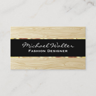Wood Grain Pattern   Gold Trim Business Card