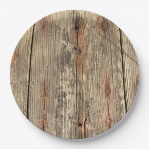 WOOD GRAIN PATTERN PHOTO PAPER PLATES