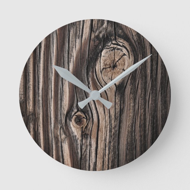 Wood Grain Pattern Round Clock (Front)