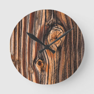 Wood Grain Pattern Round Clock