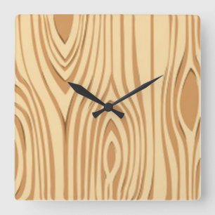 WOOD GRAIN PATTERN SQUARE WALL CLOCK
