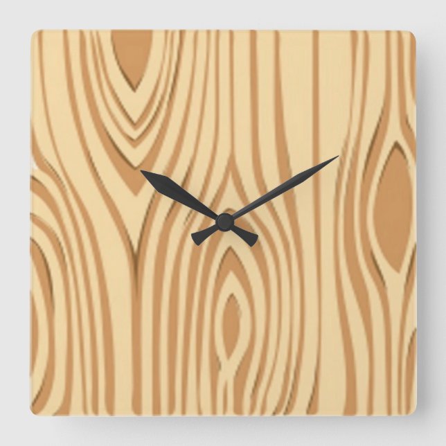 WOOD GRAIN PATTERN SQUARE WALL CLOCK (Front)