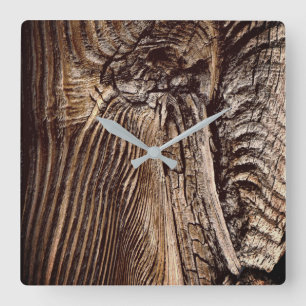 Wood Grain Pattern Square Wall Clock