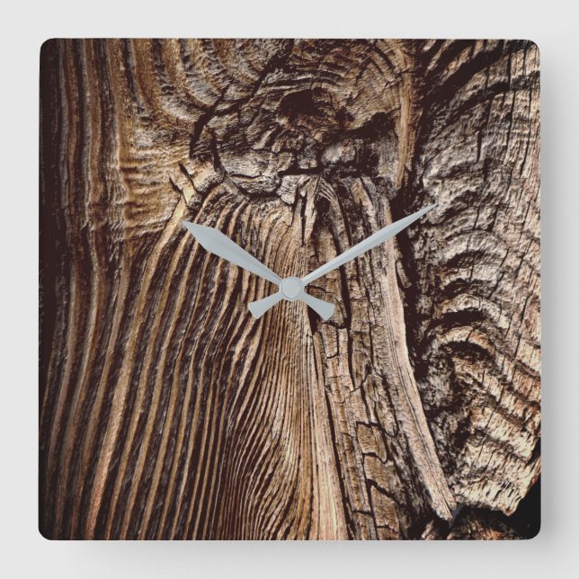 Wood Grain Pattern Square Wall Clock (Front)