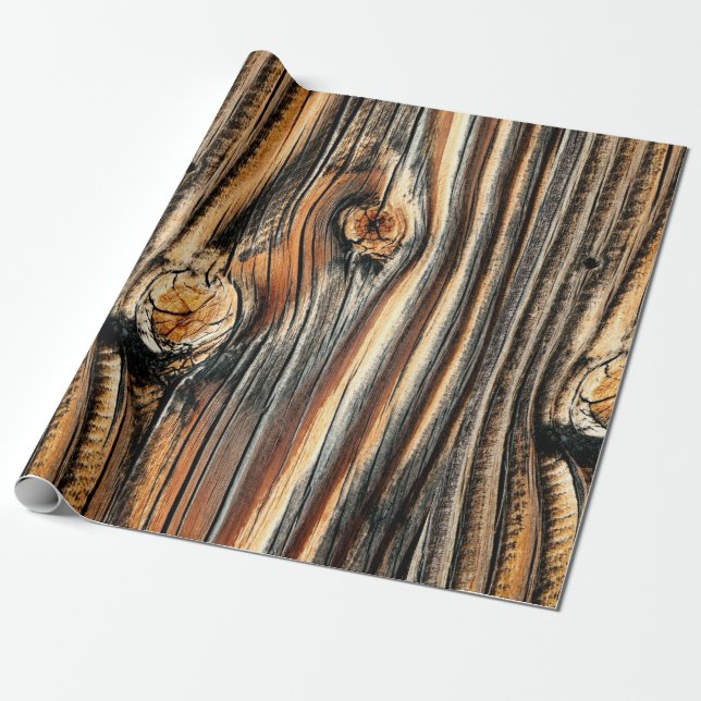 Wood Grain Pattern Wrapping Paper (Unrolled)