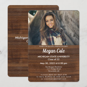 Wood Grain Photo Graduate Invitation
