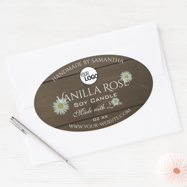 Wood Grain Product Packaging Labels Daisies Logo (Envelope)
