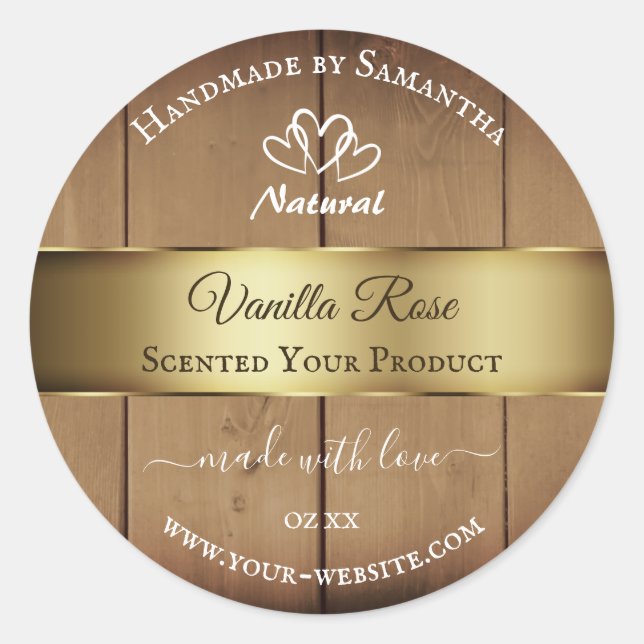 Wood Grain Product Packaging Labels Gold Decor (Front)