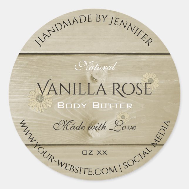 Wood Grain Product Packaging Labels Light Daisy (Front)