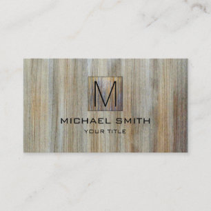 Wood Grain Professional Elegant Monogram #25 Business Card