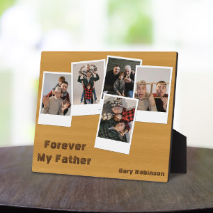 Wood Grain Retro Snapshot Photo Collage Plaque