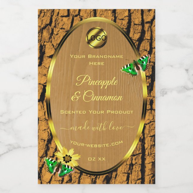 Wood Grain Rustic Tree Bark Product Labels Logo (Single Label)