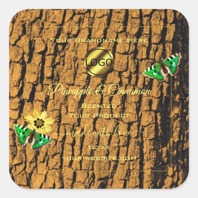 Wood Grain Rustic Tree Bark Product Labels Logo (Front)