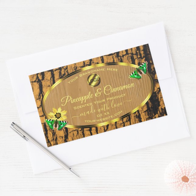 Wood Grain Rustic Tree Bark Product Labels Logo (Envelope)