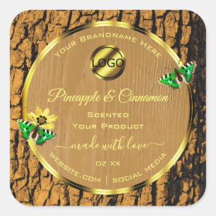 Wood Grain Rustic Tree Bark Product Labels Logo