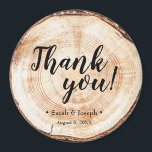 Wood Grain Rustic Wedding Thank You Favour Magnet<br><div class="desc">Show your appreciation with our "Wood Grain Rustic Wedding Thank You Favour Magnets". These charming magnets feature a rustic wood grain cut slice design and can be personalised with your names and wedding date, making them a perfect keepsake for your guests. The aesthetic adds a touch of rustic elegance to...</div>