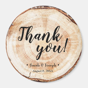 Wood Grain Rustic Wedding Thank You Favour Magnet