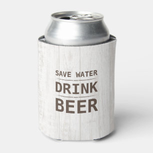 Wood Grain Save Water Drink Beer Personalised Name Can Cooler