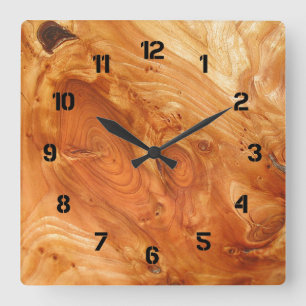 Wood Grain Square Wall Clock