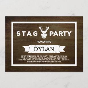 Wood Grain Stag Party Invitation