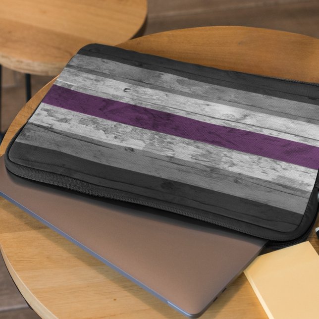 Wood Grain Subtle Asexual Pride Flag Colours Laptop Sleeve (Creator Uploaded)