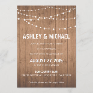 Wood Grain suite Wedding invitation barn style