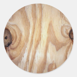 Wood grain texture classic round sticker