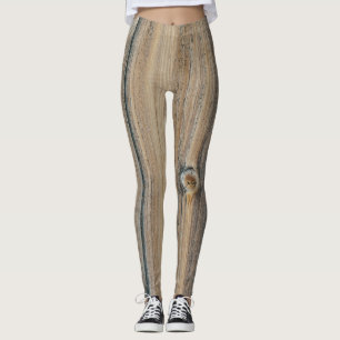 Wood grain texture in brown shades leggings