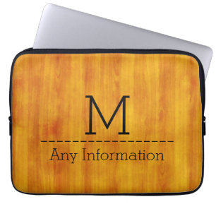 Wood Grain Texture Monogram #3 Laptop Sleeve