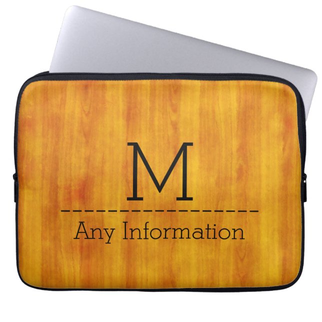 Wood Grain Texture Monogram #3 Laptop Sleeve (Front)