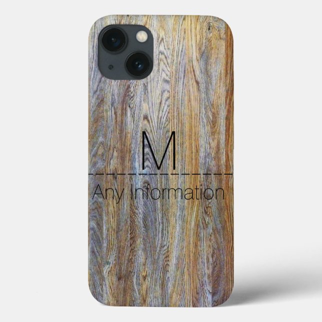 Wood Grain Texture Monogram #4 Case-Mate iPhone Case (Back)