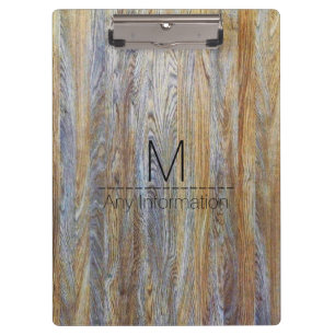 Wood Grain Texture Monogram #4 Clipboard