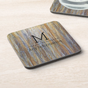 Wood Grain Texture Monogram #4 Coaster