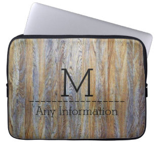 Wood Grain Texture Monogram #4 Laptop Sleeve