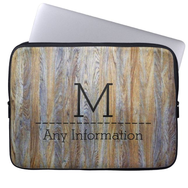 Wood Grain Texture Monogram #4 Laptop Sleeve (Front)